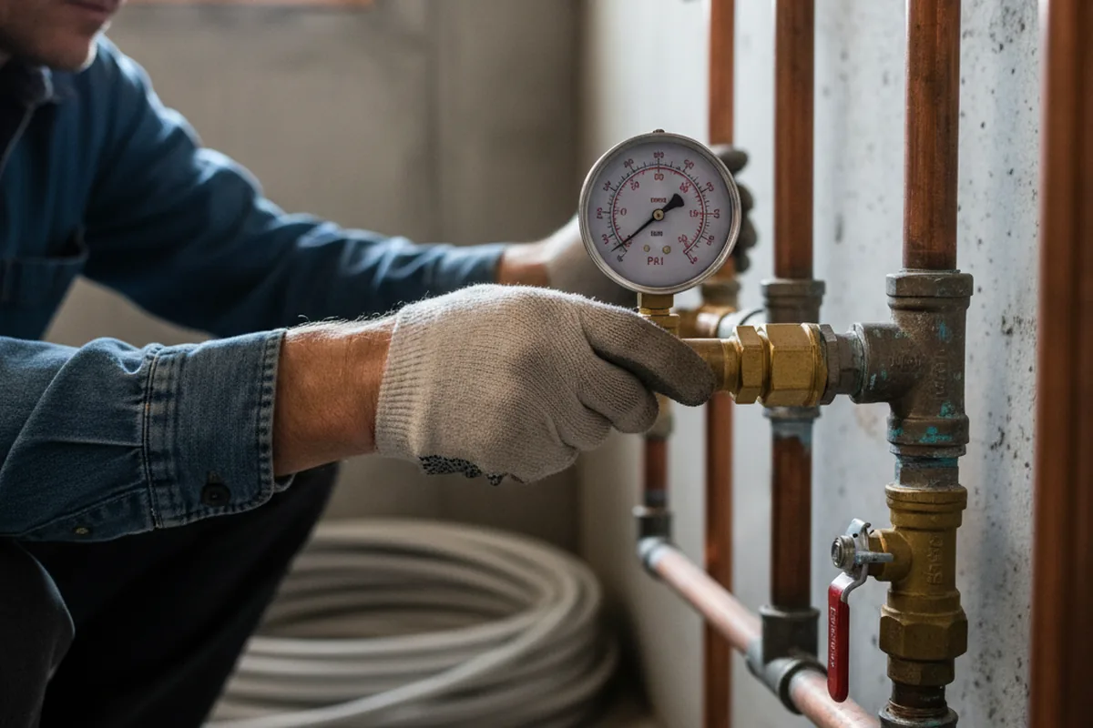 Pressure testing a repaired line during Water Line Repair in Reisterstown